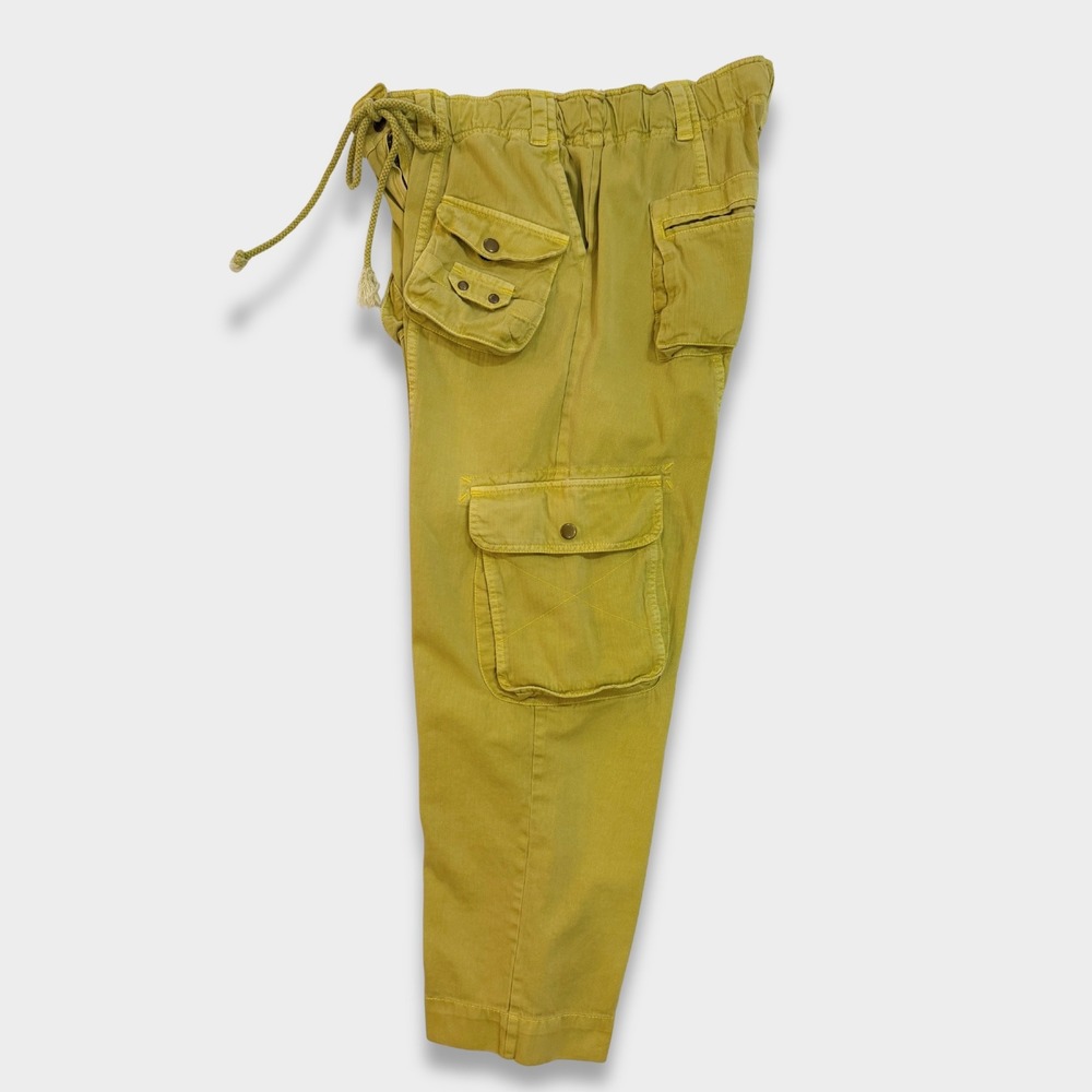 Free People We the Free Tahiti Cargo Pants Citronelle Yellow Size Medium EUC - Picture 3 of 9